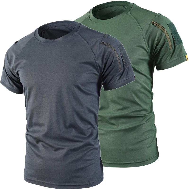 Men's Military Summer Sports Tees Quick Dry Tactical T-shirt for Camping Hiking Trekking Breathable Pullover Climbing Casual Cargo sport t shirt
