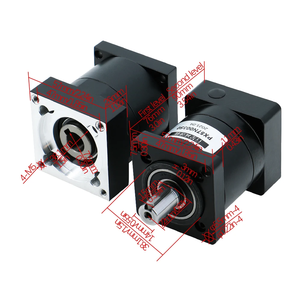 Planetary Reducer PX57 Ratio 4/ 6/ 10/ 16/ 24/ 36/ 64/ 96/ 100/ 216 Max 40N.m Nema23 57 Stepper Motor