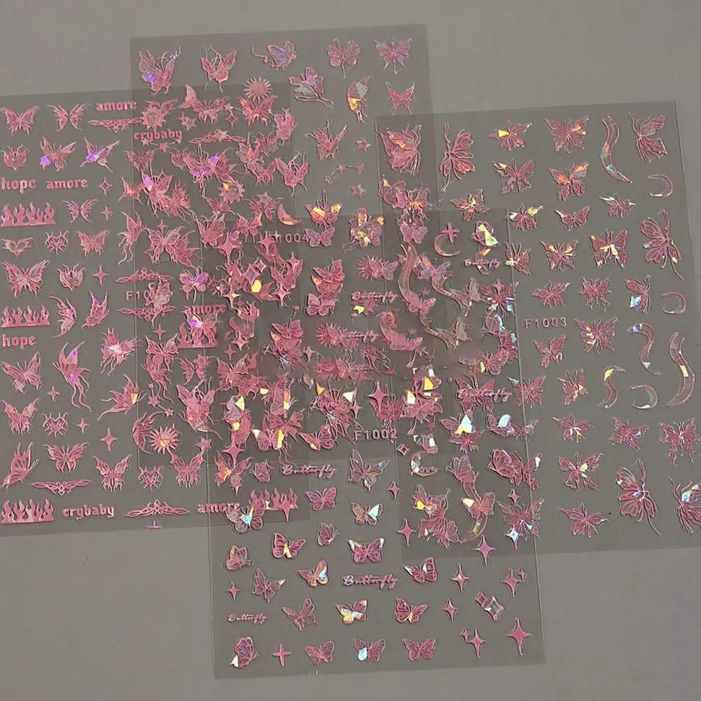 Long Lasting Laser Nail Stickers Glitter Shining Y2K Nail Art Decoration Nail Art Decoration Adhesive Slider Nail Art Decal