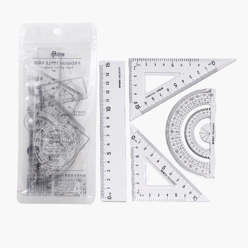 M&G 1 Set Ruler Suit 15cm Straightedge 180 Degree Protractor 45 Degree Triangle Ruler 60 Triangle Stationery Set