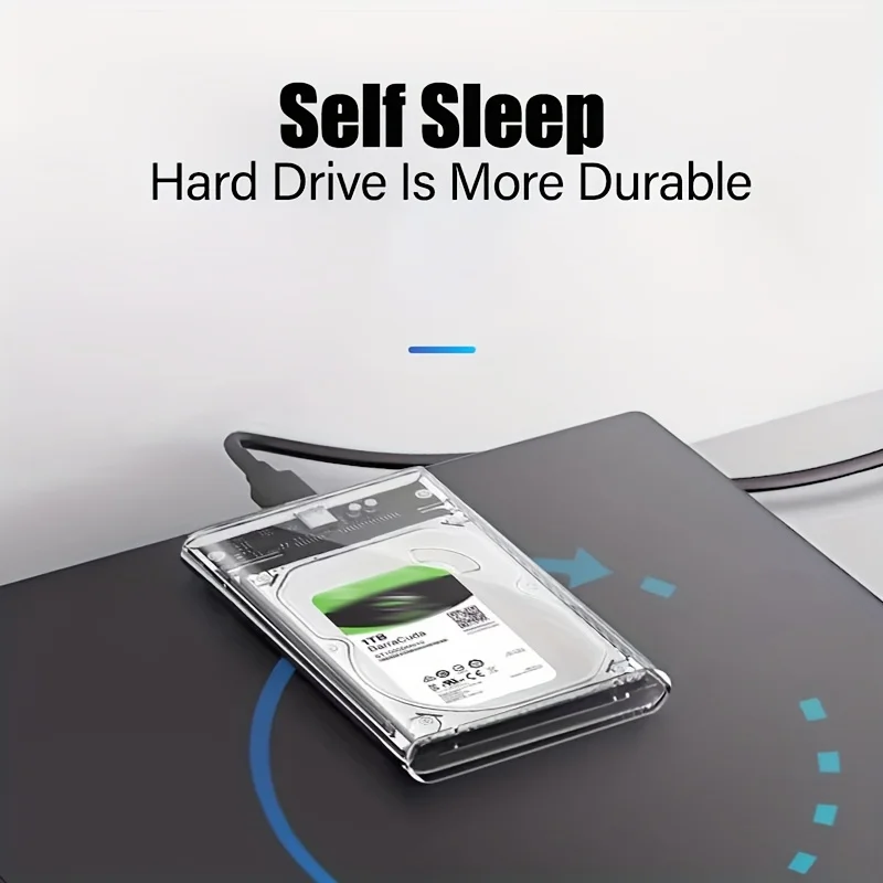 투명 외장 하드 드라이브 케이스 2.5인치 HDD SSD 케이스 마이크로-B to USB3.1 4TB 드라이브 하우징 UASP SATA III 호환 노트북용