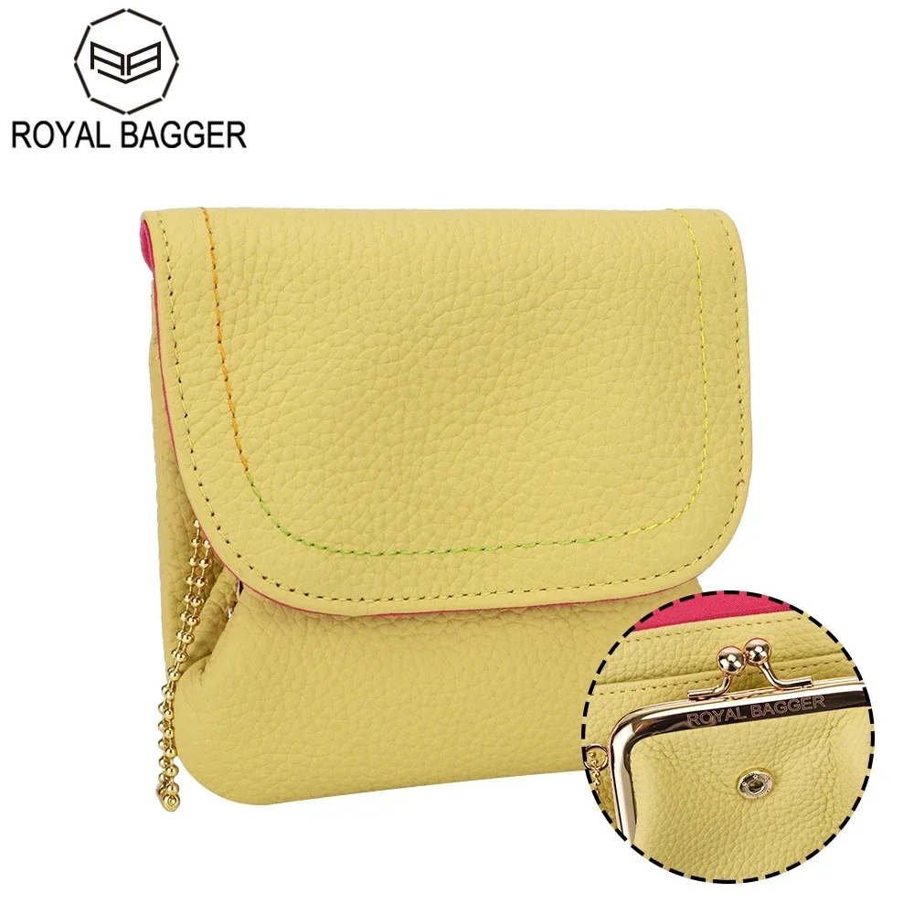 

Royal Bagger Lichee Pattern Coin Purses for Women Genuine Cow Leather Cute Small Wallet Purse Fashion Mini Card Holder 1470