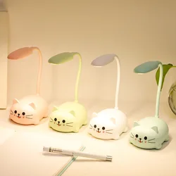 LED Desk Lamp Cartoon Cute Pet Animal Cat Usb Recharge Battery Led Table Night Light Child Eye Protection Warm White Desk Lamp
