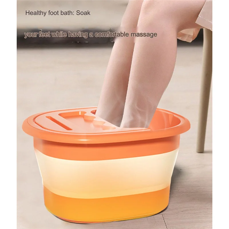 Foot Soak Tub Foldable Footbath, Footbath With Foot Massager To Help Sleep, Foot Spa,Foot Soaking Tub Soothe Orange Durable
