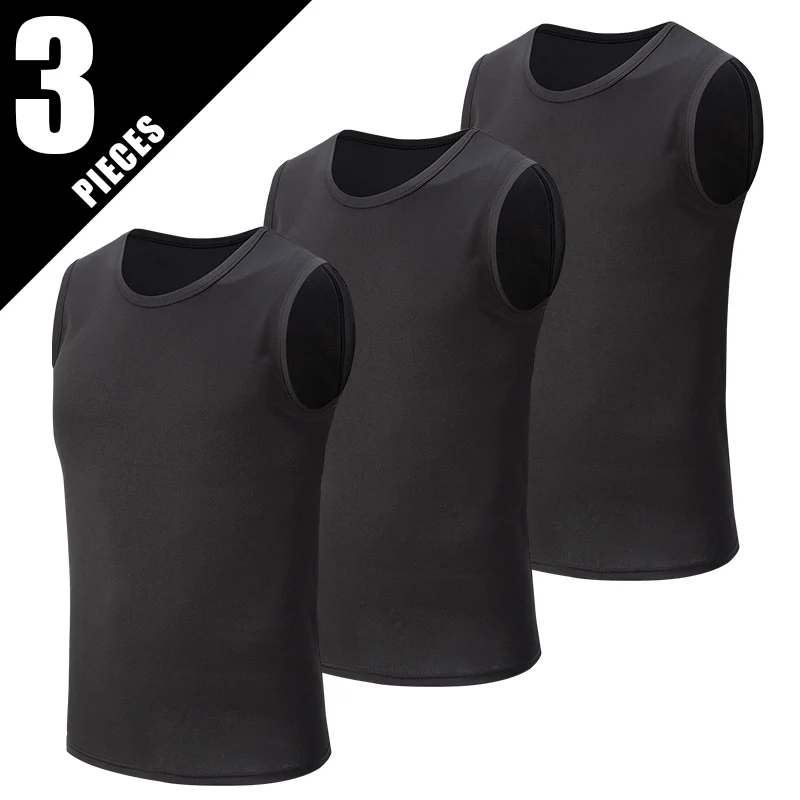 Men Undershirt Quick Dry T Shirt Sports Sleeveless Vest Cotton Sleeveless T Shirt Compression Shirt 1/3 Pcs