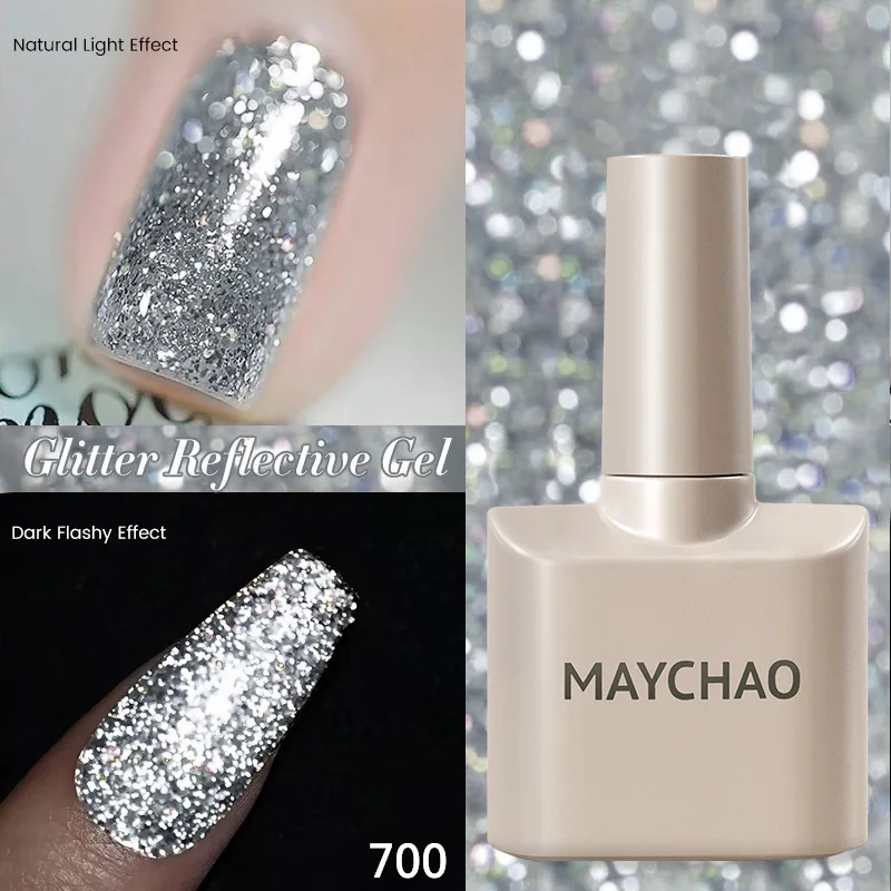 Glitter Gel Nail Polish 12ML for Manicure Soak Off Nail Art Gel Varnish Shiny Sequins UV
