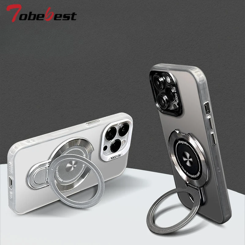 Luxury Laser Aurora Magnetic Bracket Case - Matte IMD Shockproof Cover