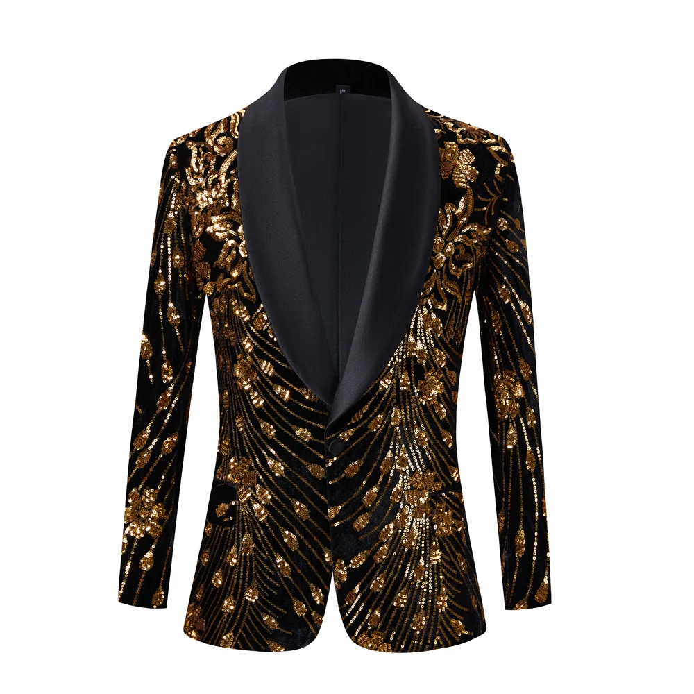 Glitter embelezada Blazer, boate Prom Suit, traje