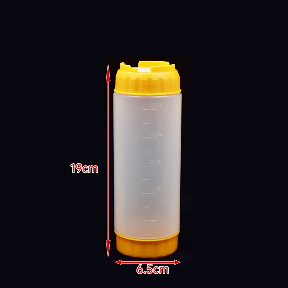 Garrafas plásticas do molho da grande capacidade garrafas de aperto de cabeça dupla 16oz 20oz 24oz dispensador de captação de tomate para fogão do piquenique