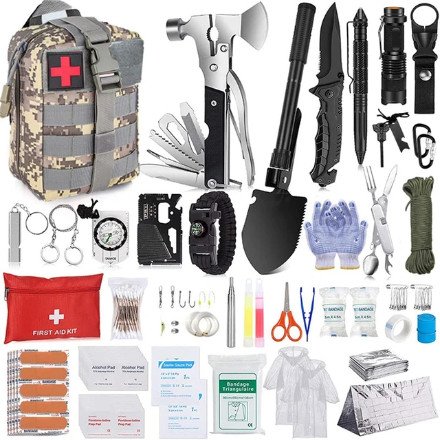 Kit de supervivencia de primeros auxilios, equipo de supervivencia de 105  piezas, con bolsa Compatible con