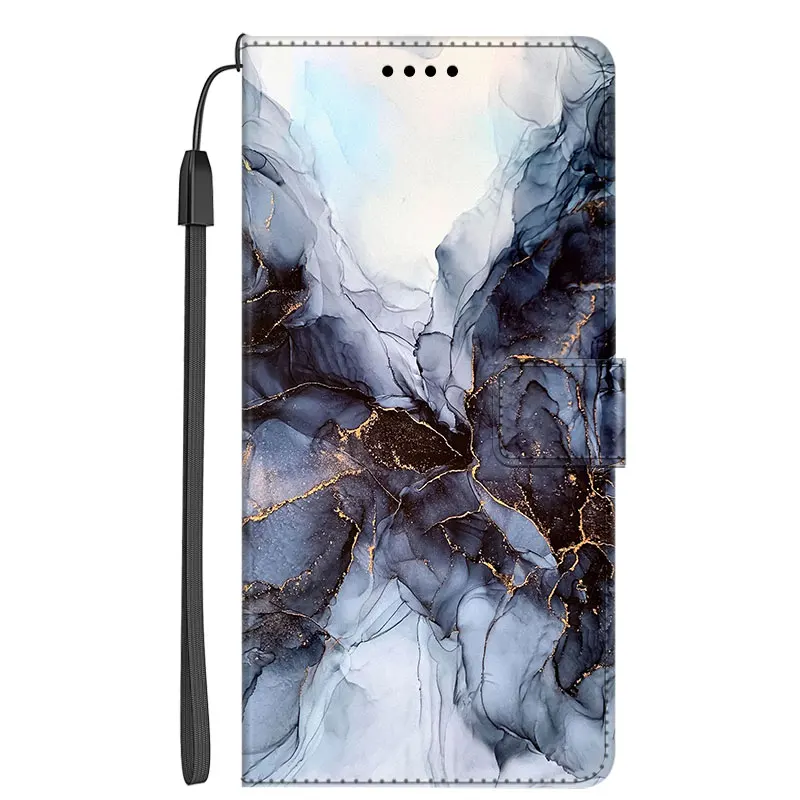 Luxury Marble Leather Flip Wallet Phone Case with Stand and Book Cover Design