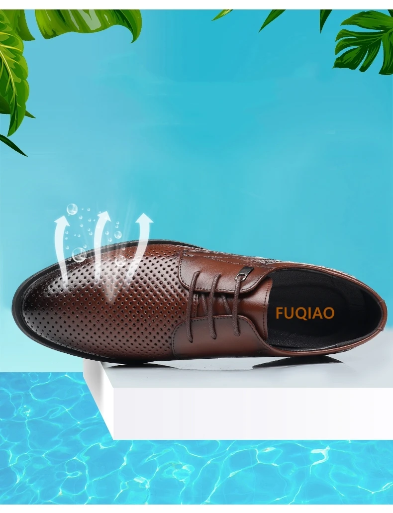 Männer Flache/6CM Erhöhung Aufzug Schuhe Hohl Atmungsaktive Business Formale Leder Schuhe Mann Britischen Kleid Casual Hochzeit Schuhe – Detail 5