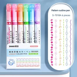 6-Piece Floral Design Curve Highlighter Set - Cute Stationery (7018A-6 Colors)