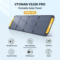 Panneau solaire pliable VTOMAN VS200 PRO 200W, cellules monocristallines à haute efficacité 23%, surface ETFE étanche IP67, support réglable, connecteur MC4 pour stations d'alimentation portables, conception ultra-portable et pliable pour une utilisation nomade, réglable 2