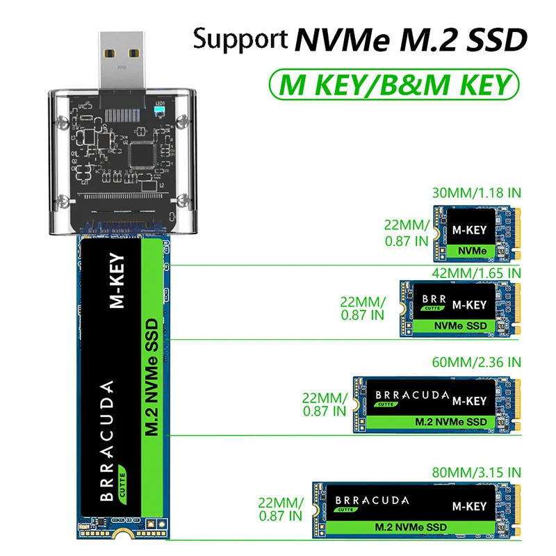 USB 3.1 SSD ܺ Ŭ Gen2 10Gbps ÷ ÷ NVMe M.2 PCIE M Ű B & M Ű  ϵ ũ Ȯ ڽ ȯ ̽