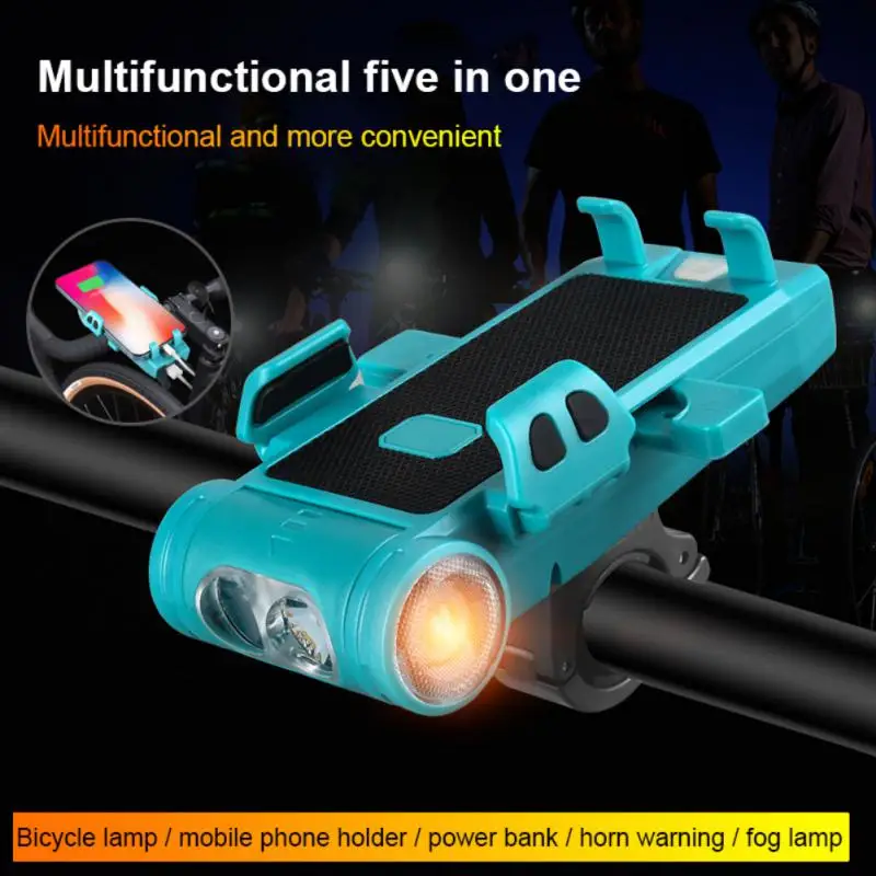 

Bike light Cycling equipment multi-functional mobile phone rack front lamp with horn charging treasure bicycle Accessories