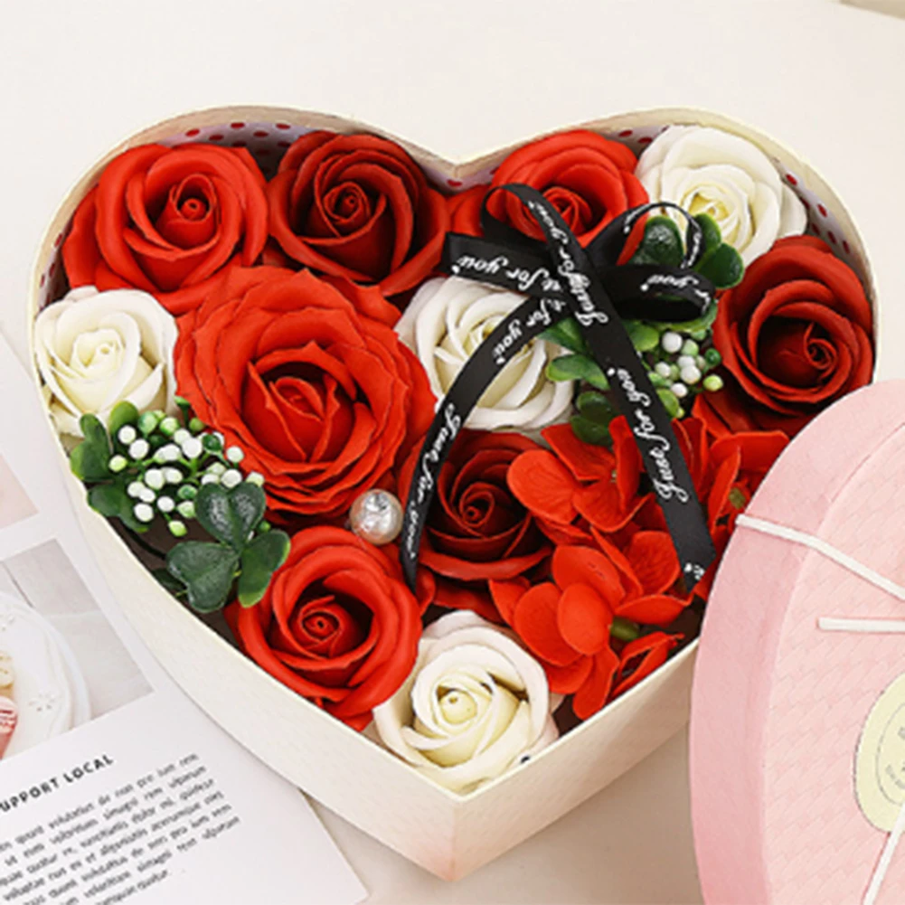 Bouquet de roses artificielles en forme de cœur, décoration de mariage,  boîte cadeau créative, pour la saint valentin, pour la fête des mères,  fleurs artificielles | AliExpress