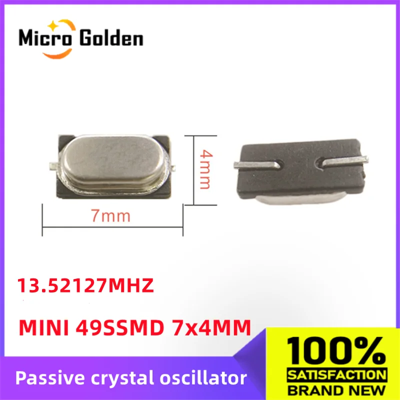 (10pcs) MINI 49SSMD 13.52127M 13.52127MHZ 7x4MM 패시브 크리스탈 발진기 HC-49SMD 소형 석영 크리스탈 공진기 2핀