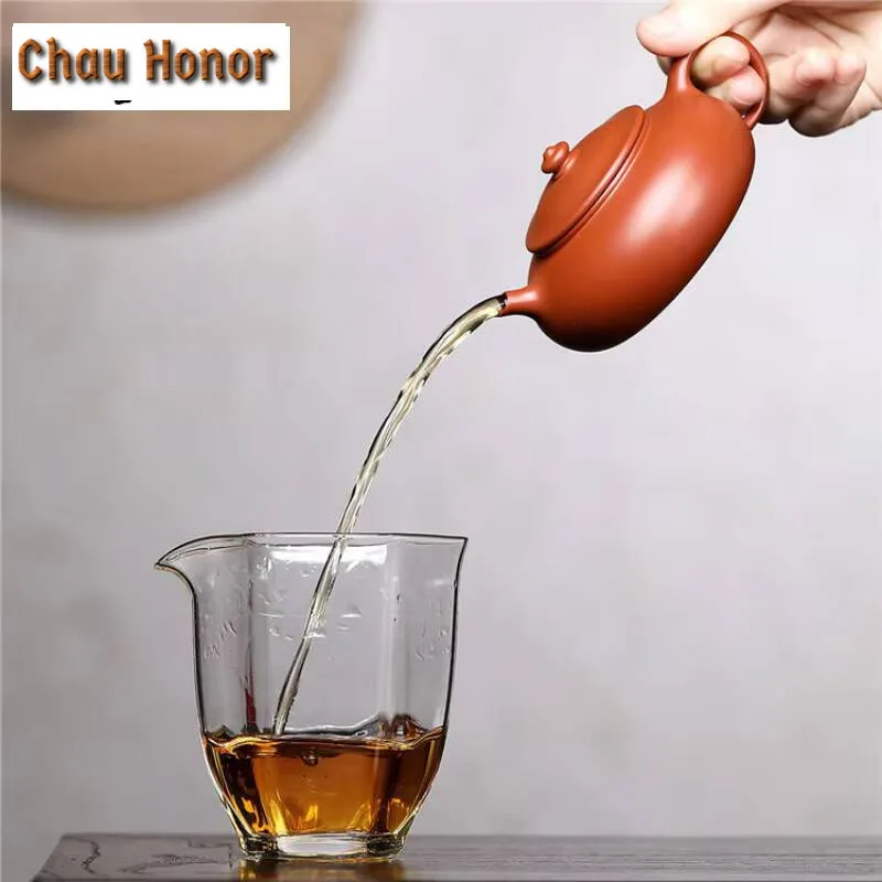 140ml Ancient Yixing Purple Clay Teapots Master Handmade Cold River Sketch Pot Raw Ore Zhu Mud Kettle Zisha Tea Set Craft Gift