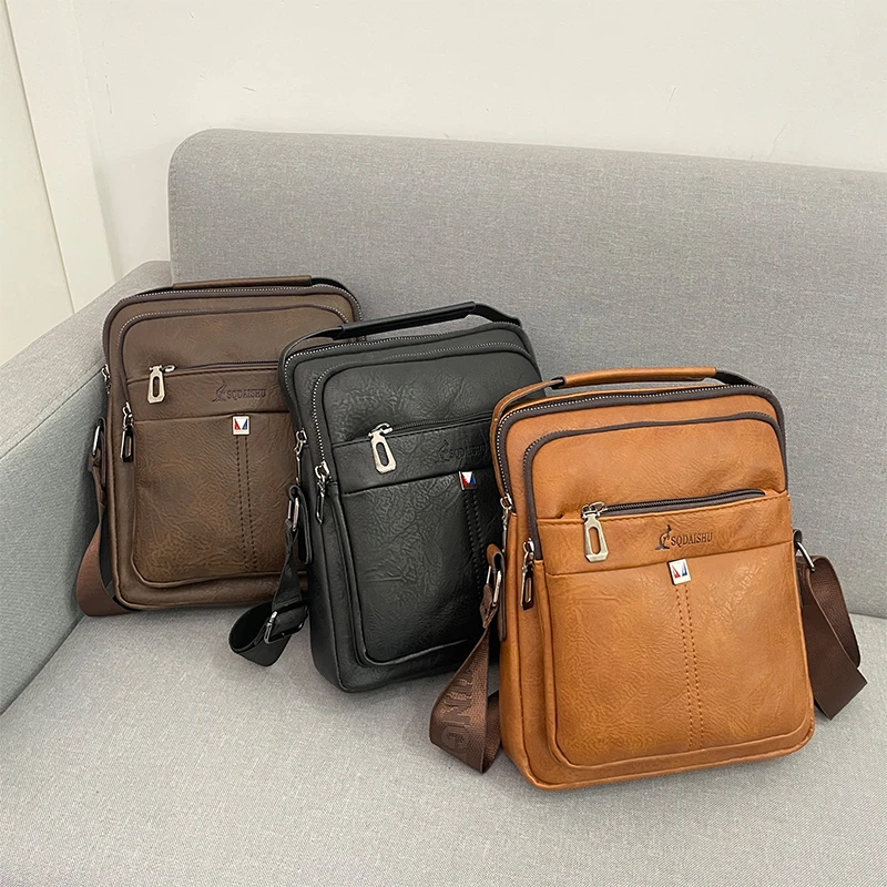 Borsa Per Uomo Borsa A Tracolla A Tracolla Di Grande Capacità Casual Da Uomo Rettangolare In Pelle Vintage Bolso Hombre Sacoche Homme