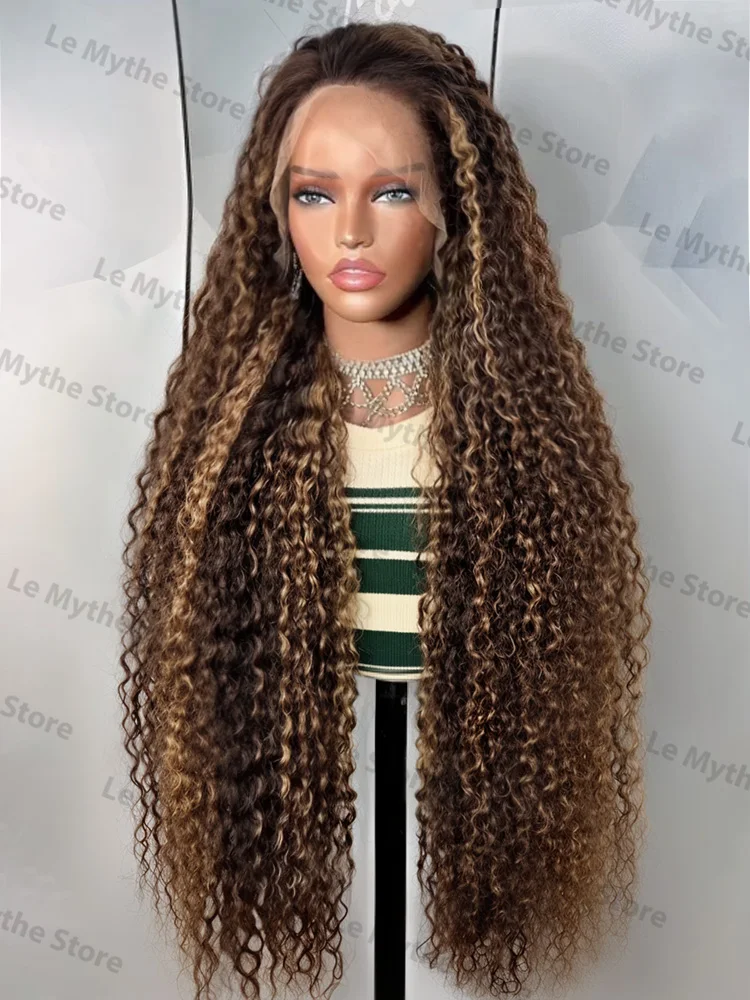 250Density Brown 30 32 40 Inch HD 13x4 Deep Wave Human Hair Wig Lace Front Curly 13x6 Water Highlight Ombre Lace Frontal Wig Bundles Human Hair Wig Lace Front Wigs
