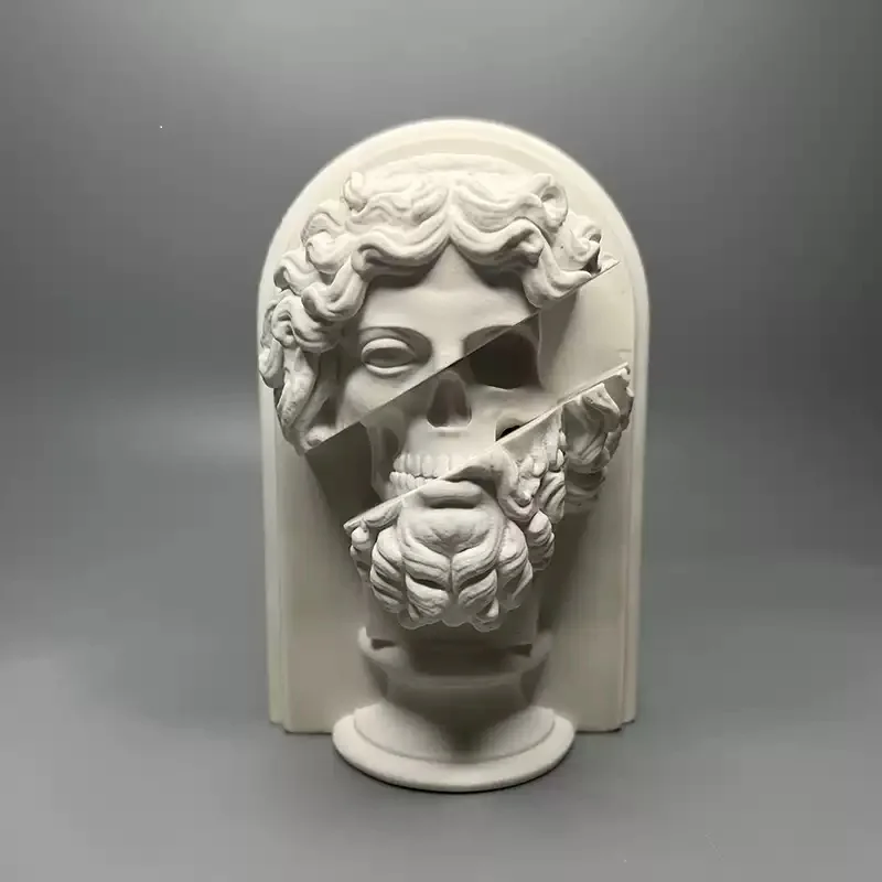 

Zeus Portrait Statue Retro Roman Mythology Plaster Sculpture Figurines Zeus Head Portrait Art Ornaments Nordic Office Home Decor
