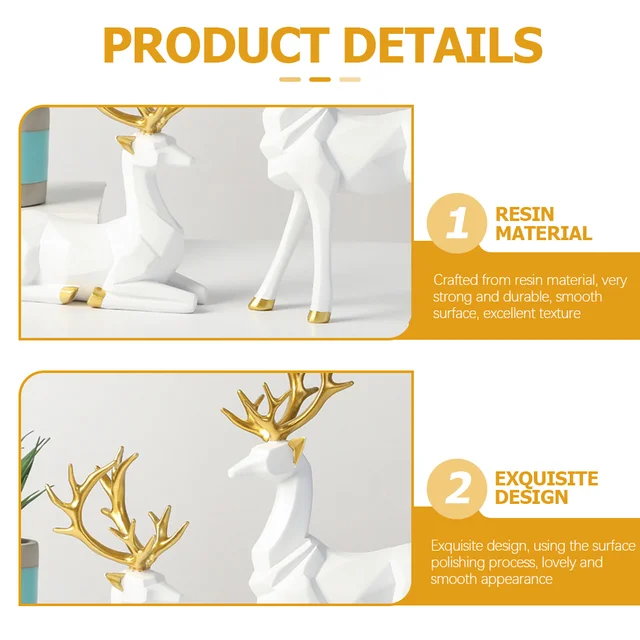 gold table decoration, reindeer decor, Christmas decoration