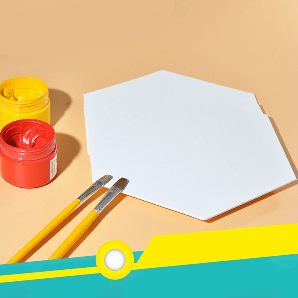 White Paint Hexagon Panel Artist Canvas Boards Oil Painting DIY Panels 3 Pcs