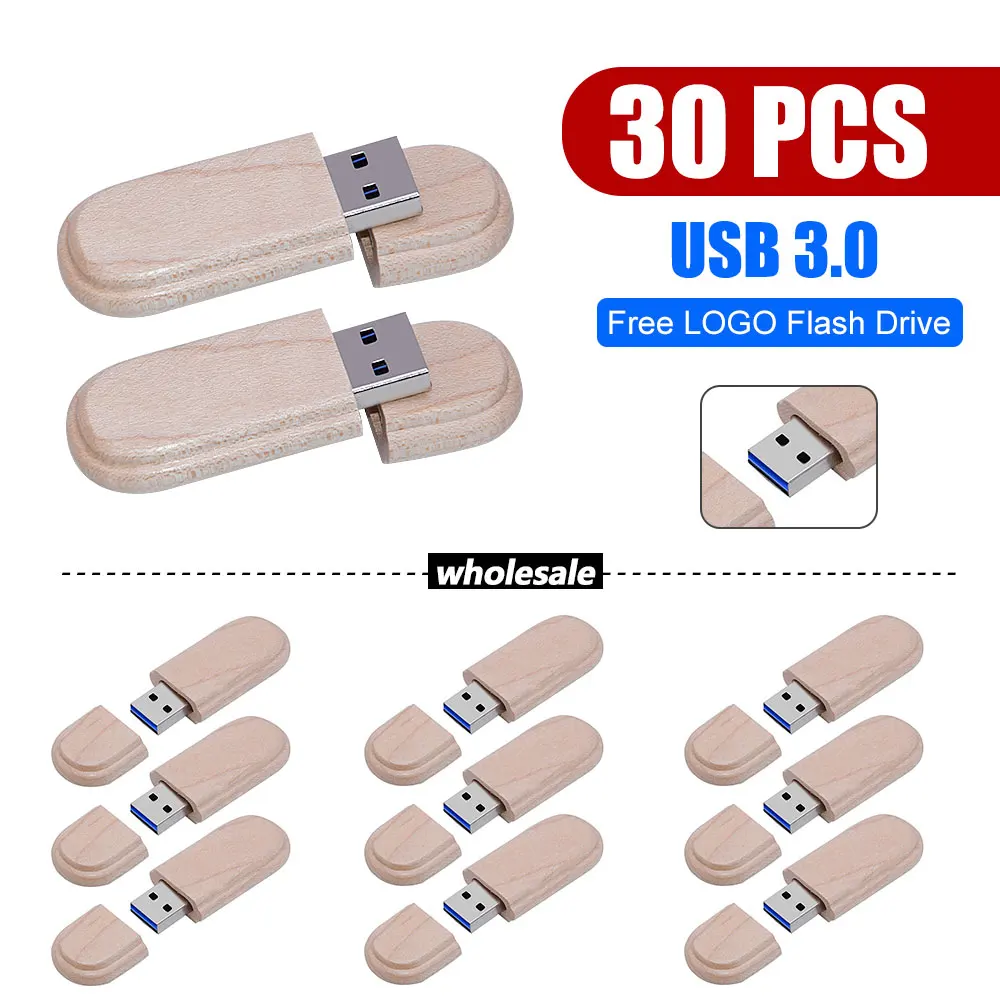 

30pcs Customized Wooden Usb 3.0 Flash Drive Customer LOGO Pendrive 8GB 16GB 32GB U Disk Memory Stick PHOTOGRAPHY Wedding Gifts