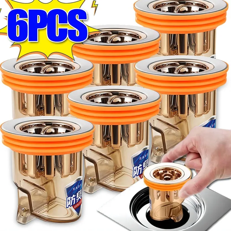 6/1PCS Gravity-Induction Floor Drain floor drain core floor drain filter floor drain deodorant floor drain -Core Toilet Deodorant Anti-Odor No Smell Bathroom Toilet Sewer Shower Drain for Bathtub