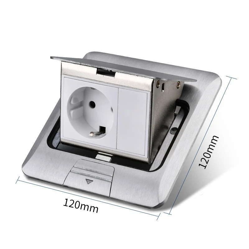 Gold Stainless Steel Hidden Pop-Up Floor Socket with USB Outlet - European Standard, Waterproof Design