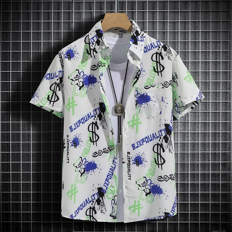 Beach Style Printed Shirts for Men - Short Sleeves Hawaiian Loose-Fit Casual Shirts 2