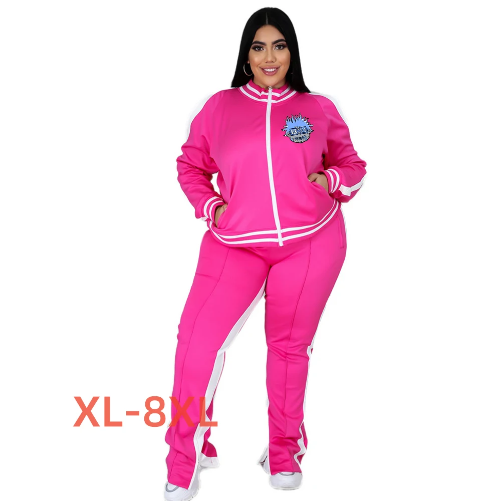 

Plus Size 4xl 5xl 6xl 7xl 8xl Sweat Suit Set Womens Tracksuit Cartoon Print Chandal Mujer Invierno Conjunto Two Piece Set Winter