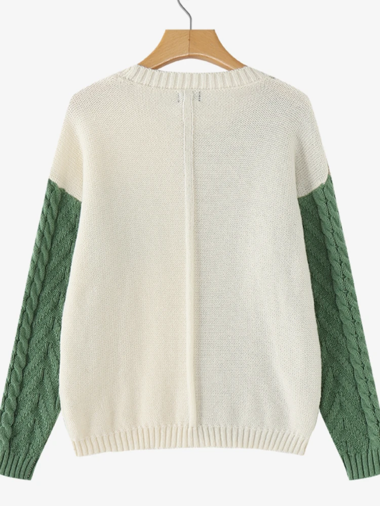 Autumn Patchwork Sweaters Women Pullovers Long Sleeve Winter