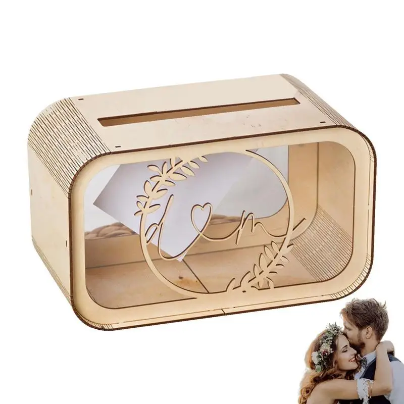 Wedding Money Box Creative Wedding Gift Card Box Multi Use Wooden Envelope Box DIY Engagement Card Box For Wedding Money Storage