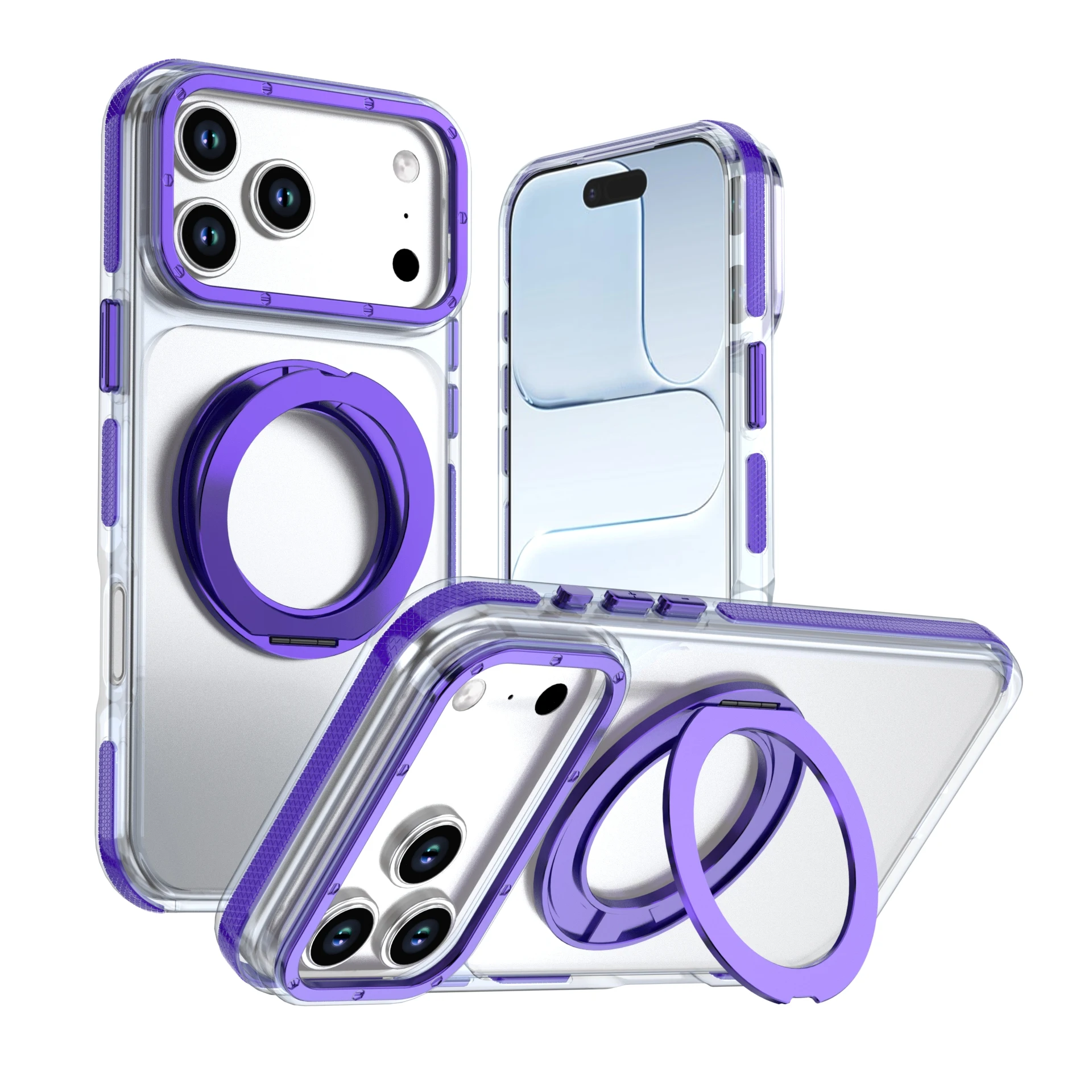 Clear Rotatable Magnetic Stand Shock-Proof Case with Full-Body Protection