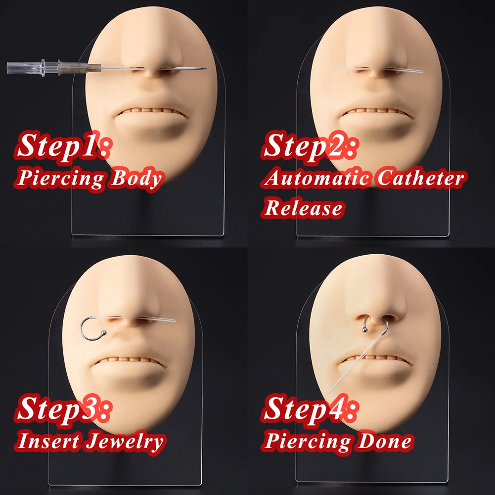 1pc Sterile Surgical Steel Automatic Release Catheter Needles 14G 16G 18G 20G Ear Nose Belly Body Piercing Needle Tool ear piercing tool body piercing needles piercing tool