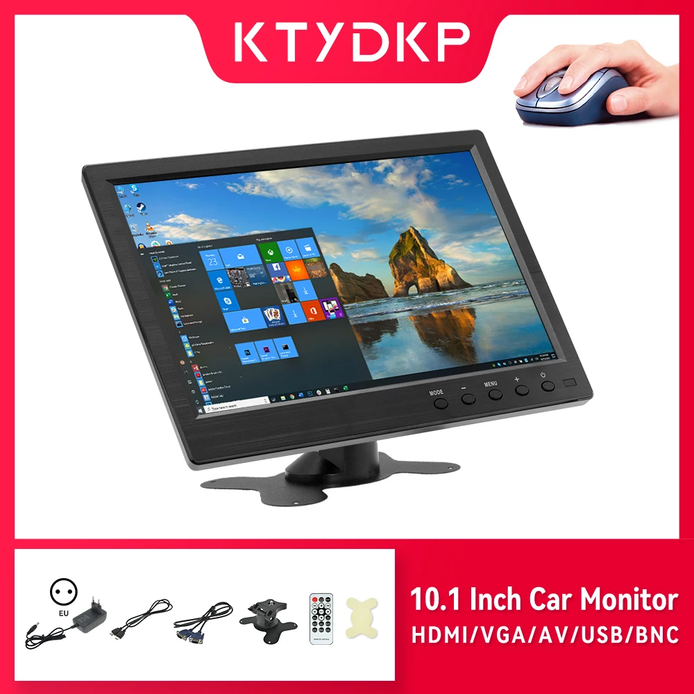 Car Display Monitor 10.1" HDMI VGA for TV Computer LCD Screen Car Backup Camera Home Security System