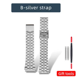 Premium Stainless Steel Silver Watch Case Mod Kit - Solid Metal Upgrade (5 - silver strap)
