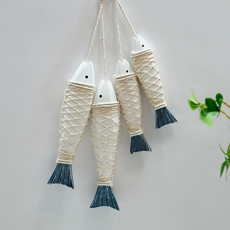 Amosfun Holz Fische Wanddekoration - 2 Stück Blaue Fisch Deko Für Badezimmer