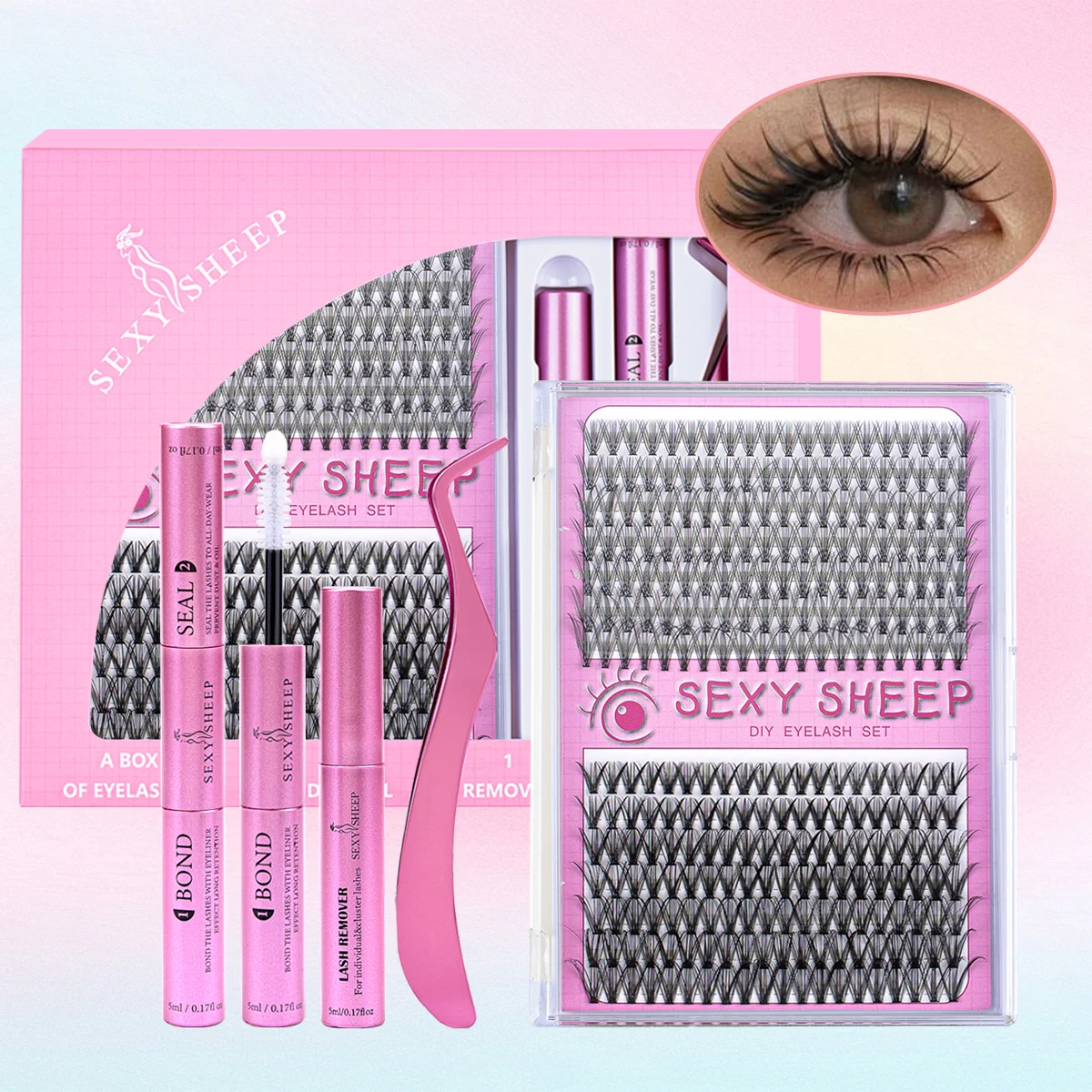 DIY Lash Extension Kit Individual Lashes Cluster Mix Eyelashes Full Set Lash Bond Remover Tweezers lash extension kit,fake eyelashes,eyelash set