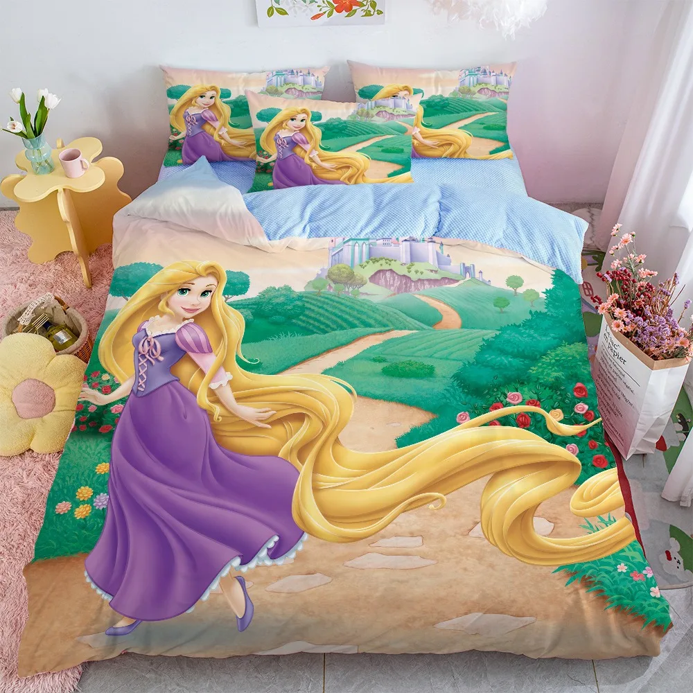 ディズニープリンセスの寝具セット,掛け布団カバー付き,3D