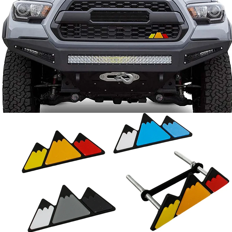

Car Tri-color 3 Grille Logo Front Hood Grill Badge Emblem Decals Sticker For Toyota Tacoma 4Runner Tundra TRD RAV4 Accessories