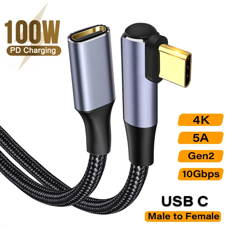 맥북 프로 노트북용 USB C 연장 케이블, 암수 데이터 코드, 고속 충전, 4K..