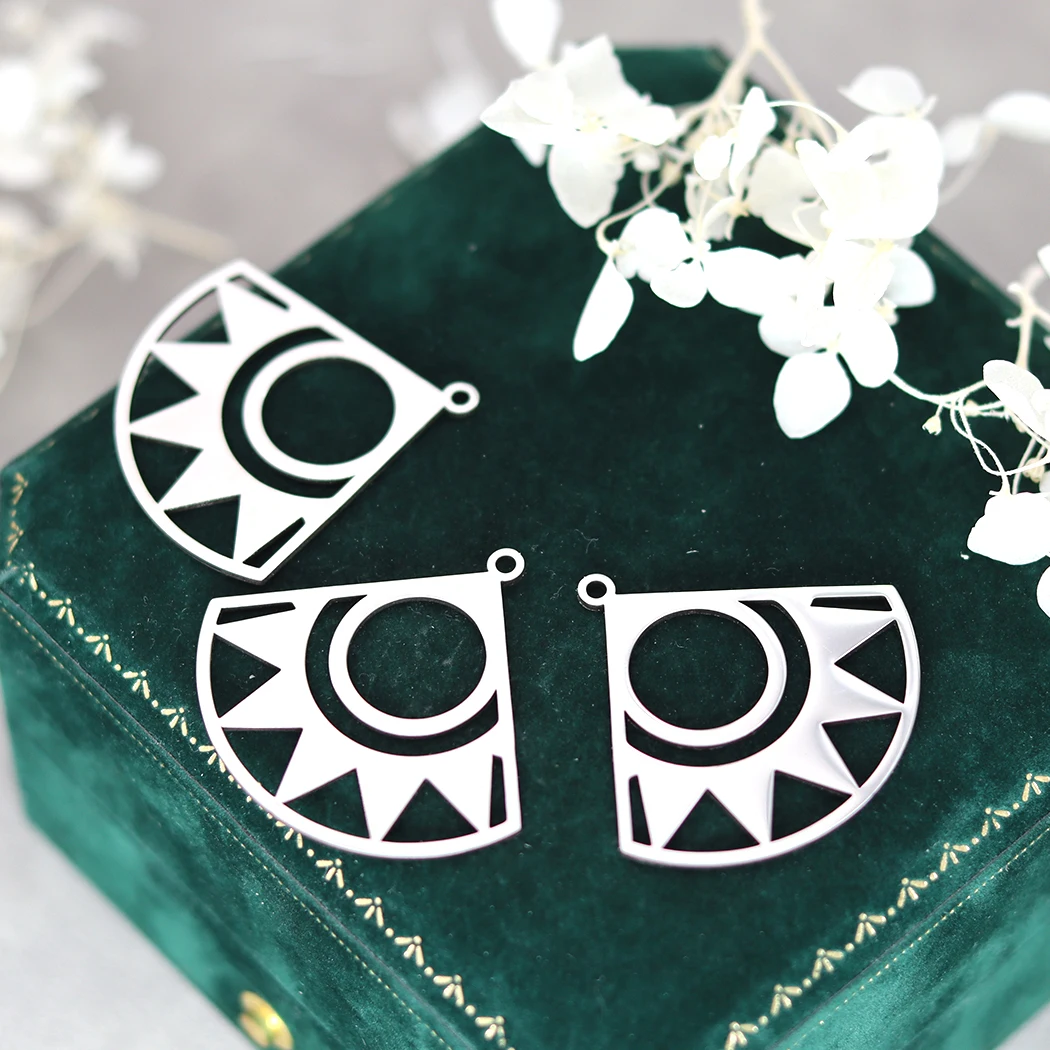3pcs 팬 모양의 태양 매력 Diy 수제 보석 팔찌 구두 결과 목걸이 만들기에 대 한 스테인레스 스틸 귀걸이 펜 던 트