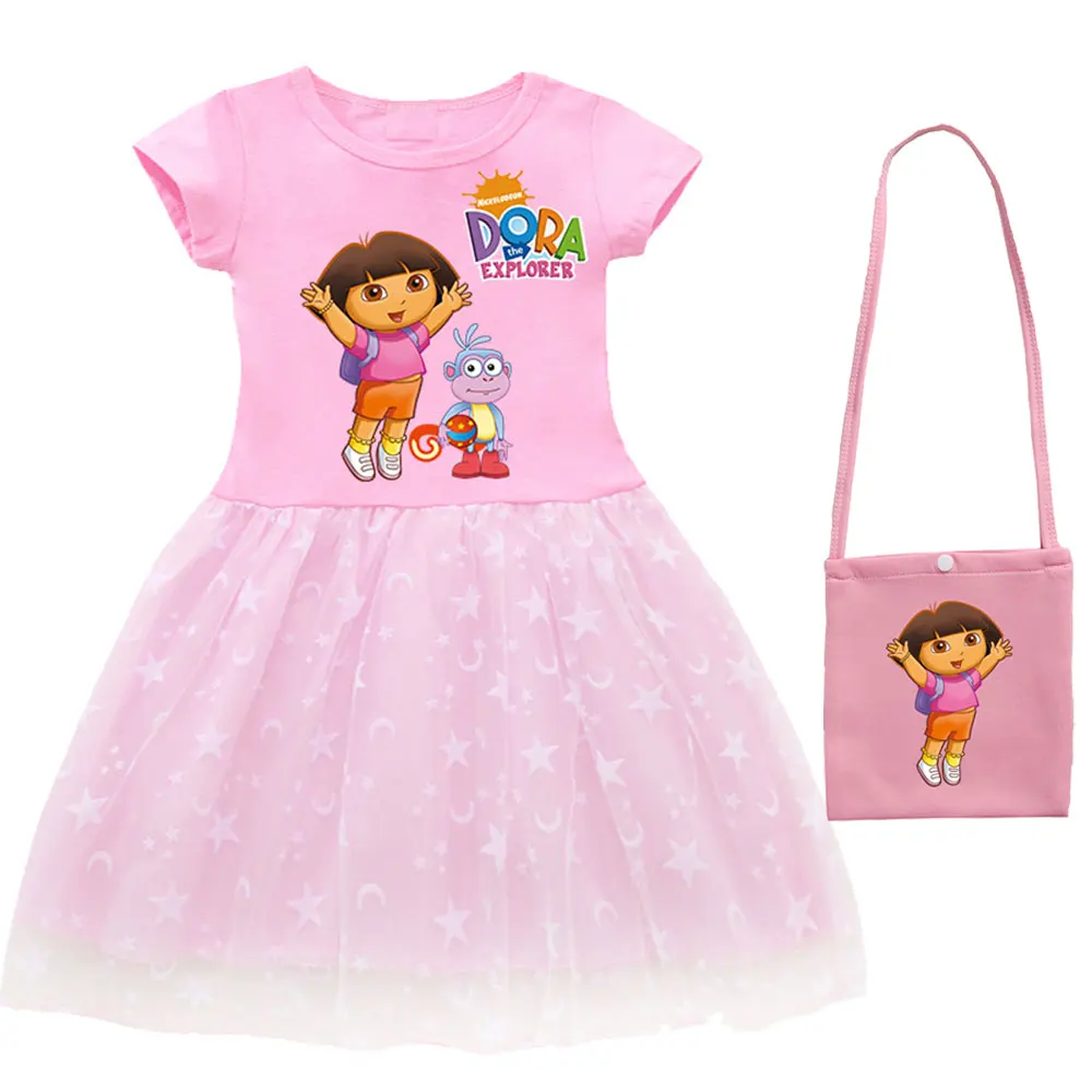 New Summer Girls Dora Dress Birthday Party Princess Dress Halloween Christmas Costume Children Toddler Children Dresses