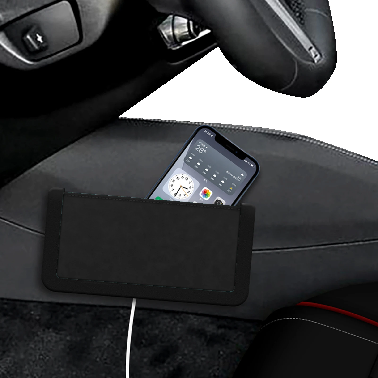 

Car Console Side Organizer Car Organizer Front Seats Side Pocket With USB Charging Hole For Cup Drink Sunglass