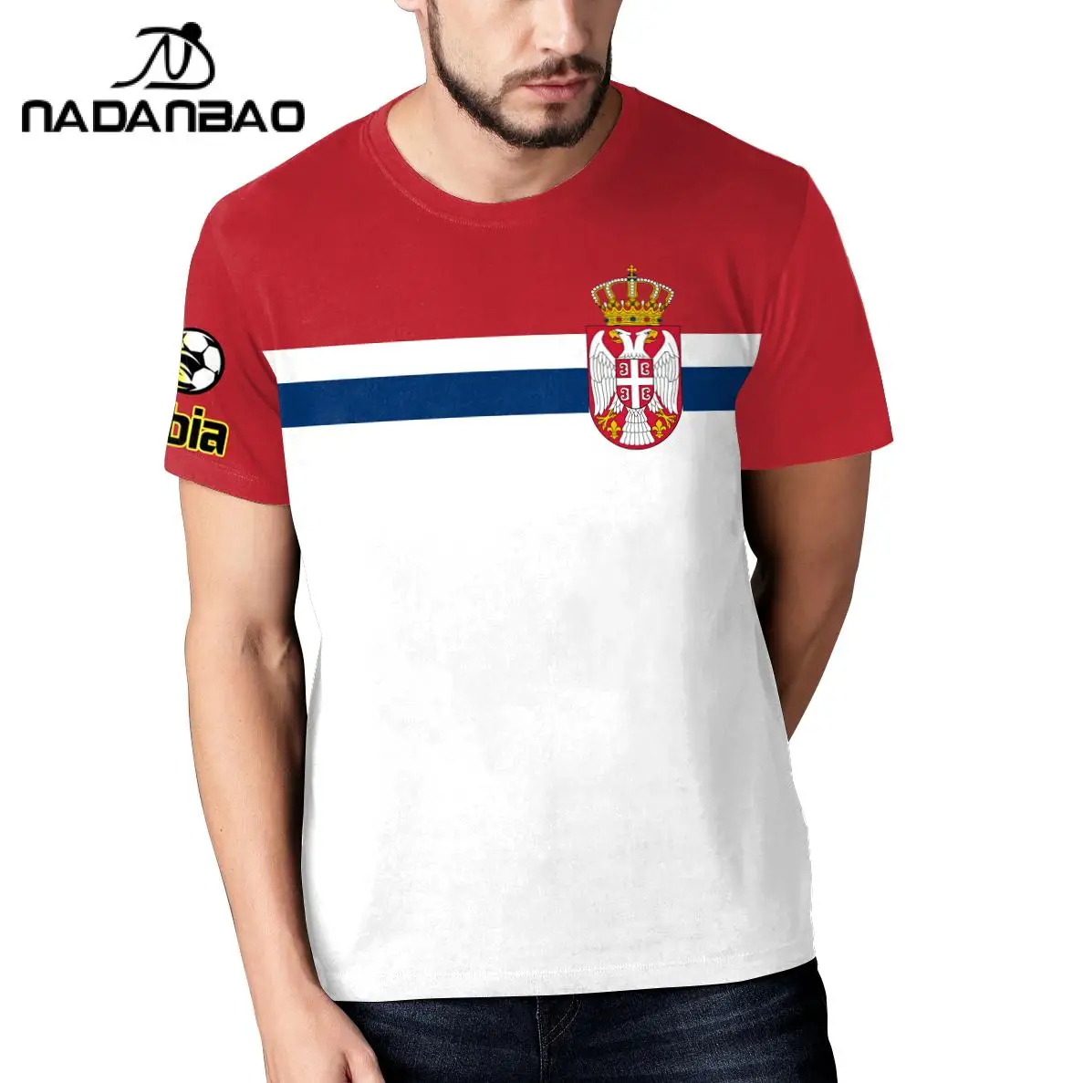 NADANBAO Basic Tshirt Male High Quality Classical Top Croatia Serbia Team Uniform Football T-shirt Sports Short-Sleeved Jerseys