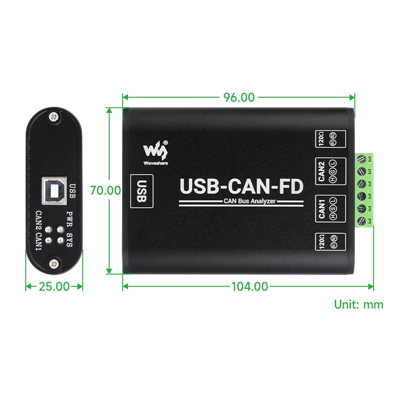 Industrial-grade Alta Velocidade Pode Barramento Analisador de Dados 100kbps5mbps Usb para Can fd Interface Converter Módulo de Comunicação - Imagem 2