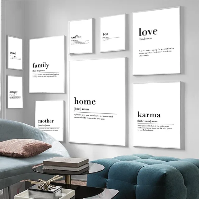 Home Love Family Mother Travel Definition Quotes Letters Posters and Prints Art Canvas Painting Living Room Decor Wall Pictures